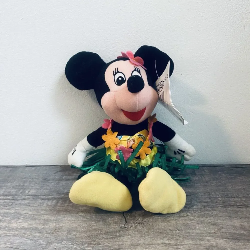 NWT Vintage The Disney Store Hula Minnie Bean Bag Plush